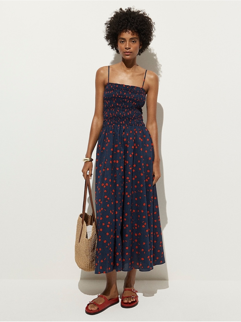NWT J. Crew Cotton voile smocked sundress in cherry print
